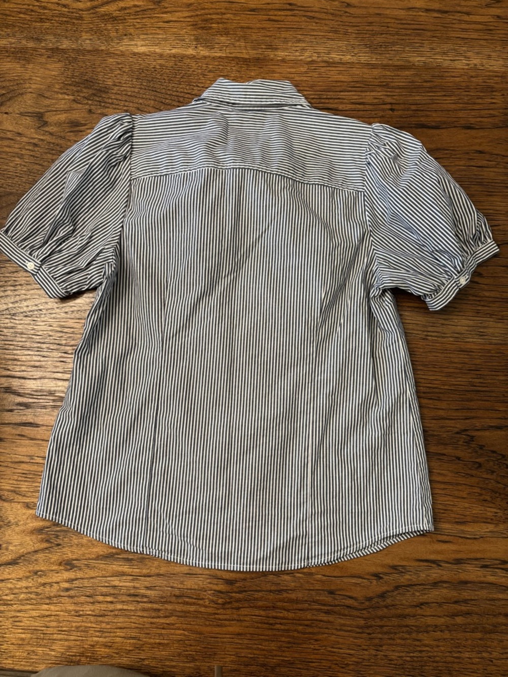 J.Crew Women’s Small Blue White Striped Puff Sleeve Button Down Shirt Stretch - Picture 9 of 10